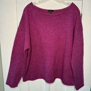 Talbots Women's XL Roll Neck Long Sleeve Sweater Magenta Pink Heathered Cotton